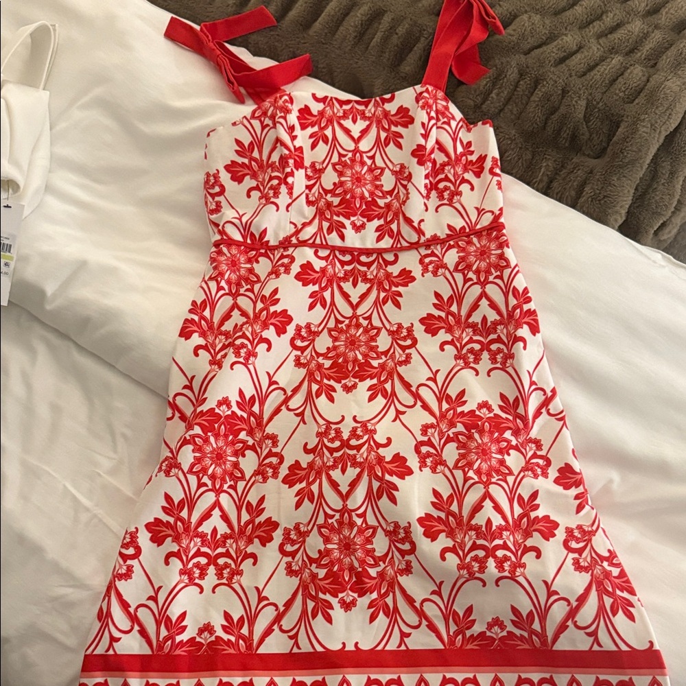 Anne Klein Red and White Floral Kids Dress